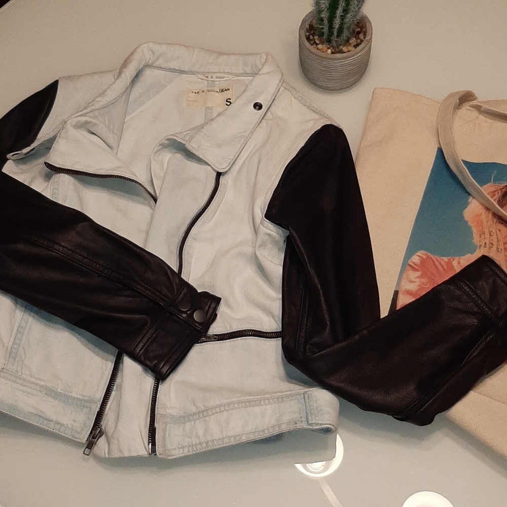 NWOT Rag & bone bleach out leather moto jacket - Picture 16 of 16